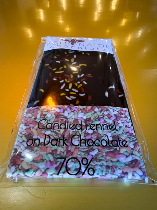70% Mukhwas (candied fennel) Dark Chocolate Bar